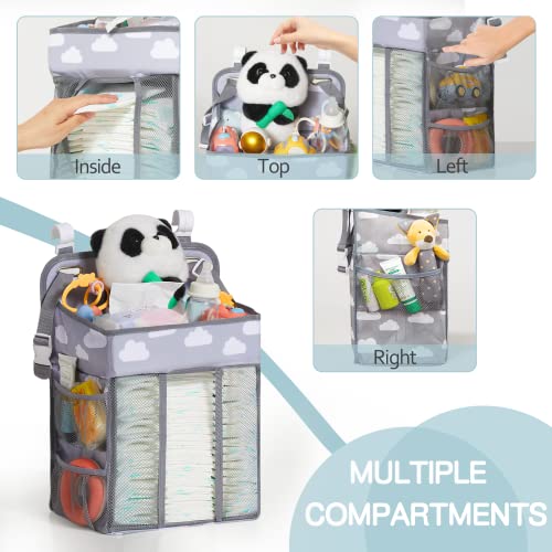 mloong Diaper Caddy, Hanging Diaper Organizer for Changing Table Crib, Baby Storage Organizer Diaper Stacker Gift for Newborn Baby Mom Essentials Nursery Diaper Organizer