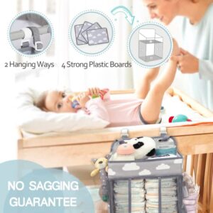 mloong Diaper Caddy, Hanging Diaper Organizer for Changing Table Crib, Baby Storage Organizer Diaper Stacker Gift for Newborn Baby Mom Essentials Nursery Diaper Organizer