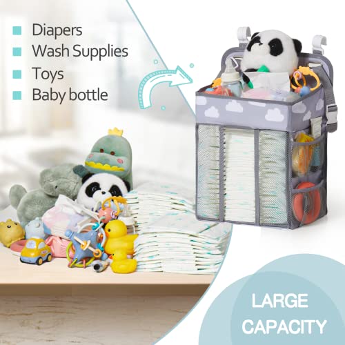 mloong Diaper Caddy, Hanging Diaper Organizer for Changing Table Crib, Baby Storage Organizer Diaper Stacker Gift for Newborn Baby Mom Essentials Nursery Diaper Organizer