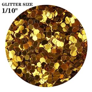 TORC Gold Chunky Glitter 4 OZ Super Chunky Glitter for Resin Crafts Art Nail Cosmetic Festival Decor 1/10 (2.5 mm)