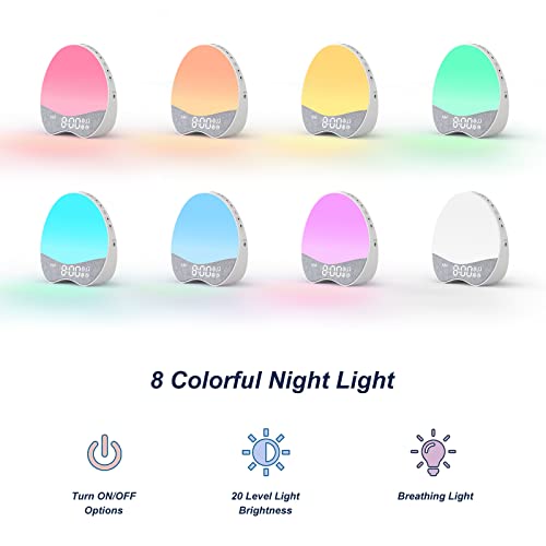 Welgo G4 White Noise Machine Alarm Clock and Nightlight with Natural Sound Dual Alarm, 12 Soothing Sounds, Sleep Timer, Dimmable Digital Display for Kids, Adult, Sleeping, Bedroom, Bedside…