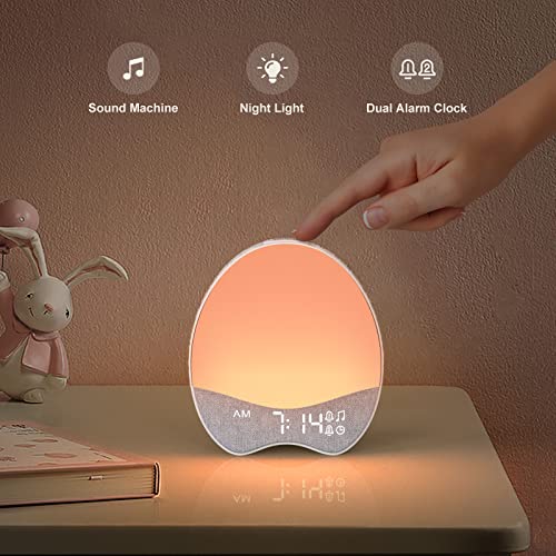 Welgo G4 White Noise Machine Alarm Clock and Nightlight with Natural Sound Dual Alarm, 12 Soothing Sounds, Sleep Timer, Dimmable Digital Display for Kids, Adult, Sleeping, Bedroom, Bedside…