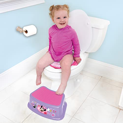 Disney Minnie Mouse 2 Pc "Happy Helpers" Essential Potty Training Set - Soft Potty Seat, Step Stool