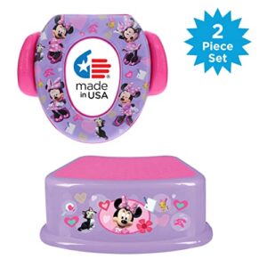 Disney Minnie Mouse 2 Pc "Happy Helpers" Essential Potty Training Set - Soft Potty Seat, Step Stool