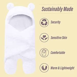 2 Pack Ultra Warm Sherpa Plush Baby Sleeping Swaddle Wrap - Newborn Essentials Must Haves for 0-6 Months - Baby Shower Registry Search Gifts for Boys Girls - Baby Stuff Accessories (Grey and White)