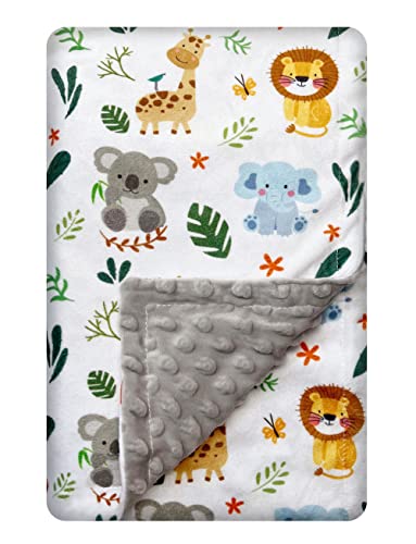 Baby Blanket for Boys Girls Double Layer Soft Plush Minky Blanket with Dotted Backing, Toddler Baby Newborn Blanket Shower Gifts (Cute Animal, 30 X 40 inches)