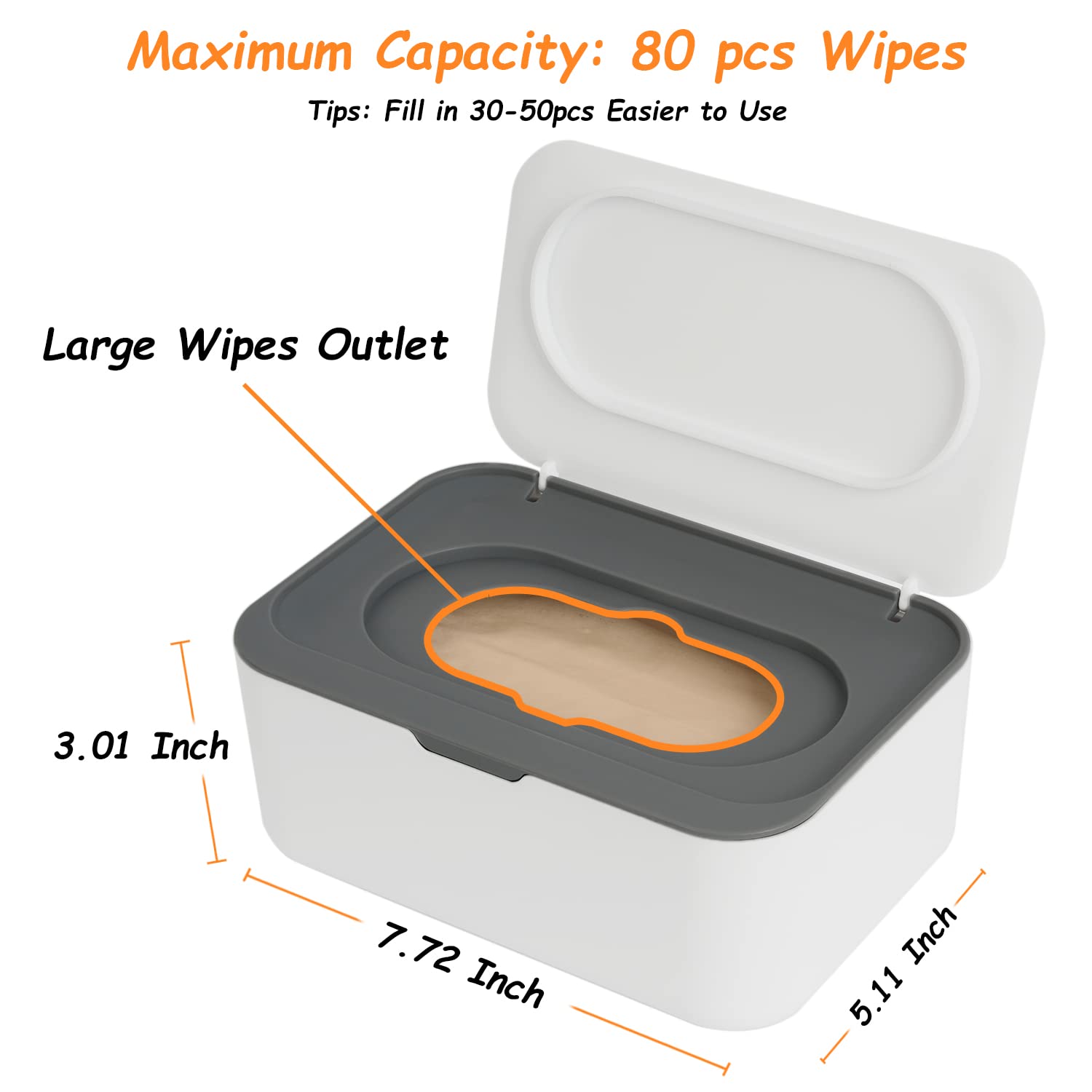 Wipes Dispenser, Wipe Holder for Baby & Adult, Seposeve Refillable Wipe Container, Keeps Wipes Fresh, One-Handed Operation. Non-Slip, Easy Open/Close Wipes Pouch Case, (Grey)