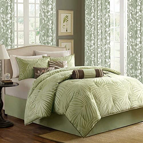 Sage Green Boho Curtains 84 Inch Length for Living Room 2 Panels Set,Natural Leaf Floral Tree Branch Bohemian Design Patterned Neutral Window Sheers for Bedroom,52x84 Inches Long,White Light Green