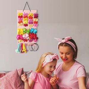 Hair Bow Holder for Girls Hair Clips Hanging Storage Women Headbands Hair Tie Wall Hanging Display Baby Bow Hair Accessories Organizer for Door Closet Room Wall (35 * 66cm/13.7 * 25.9in)