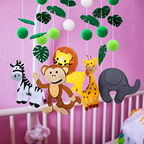 Woodland Mobile for Crib Jungle Baby Nursery Mobiles Forest Safari Deer Monkey Lion Style Ceiling Animals Hanging Mobile Decor for Baby Girls and Boys Toys Bedroom Room Decorations