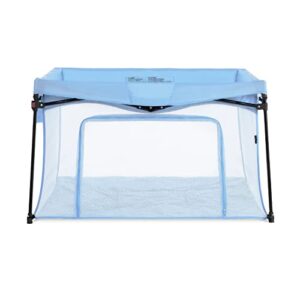 dream on me ziggy square baby playpen in blue, easy set up and lightweight, breathable mesh walls, playpen for babies and toddlers