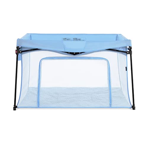 Dream On Me Ziggy Square Baby Playpen in Blue, Easy Set Up and Lightweight, Breathable Mesh Walls, Playpen for Babies and Toddlers