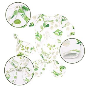 Baby Green Leaf Diaper Changing Pad Cover and Newborn Girl and boy Photo Props: 1 Dress and 1 hat