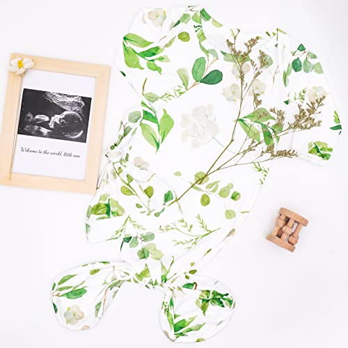 Baby Green Leaf Diaper Changing Pad Cover and Newborn Girl and boy Photo Props: 1 Dress and 1 hat