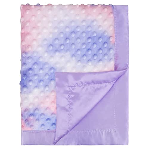 Silky Satin Baby Blanket for Girls Unique Tie Dye Minky Fabric with Soft Luxury Silk Silky Backing Toddlers Blanket for Sleeping Nursery Travel Decoration Purple 30 x 40 Inch