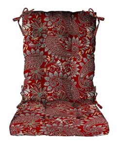 resort spa home decor rsh décor indoor outdoor tufted rocker rocking chair pad cushions, choose size and color, (large, eastman berry red paisley)