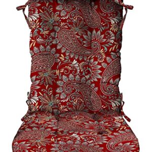Resort Spa Home Decor RSH Décor Indoor Outdoor Tufted Rocker Rocking Chair Pad Cushions, Choose Size and Color, (Large, Eastman Berry Red Paisley)