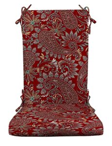 rsh décor indoor outdoor foam rocker rocking chair pad cushions, fits cracker barrel rocker, cushion back 18" w x 24" h and seat 18" w x 20" d, choose color (eastman berry red paisley)