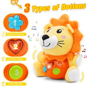 Baby Toys 6 to 12 Months - Infant Baby Musical Toy for 1 Year Old Boys & Girls - Cute Lion Plush Toys Newborn Toy 0 3 6 9 12 Month Best Gift