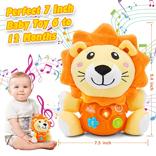 Baby Toys 6 to 12 Months - Infant Baby Musical Toy for 1 Year Old Boys & Girls - Cute Lion Plush Toys Newborn Toy 0 3 6 9 12 Month Best Gift