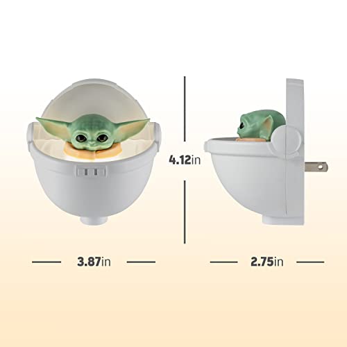 STAR WARS LED Night Light, Baby Yoda Floating Carrier, Plug-in, Dusk-to-Dawn Sensor, The Mandalorian, Grogu, UL-Certified, Cute Nightlight for Kids, Bedroom, Bathroom, Hallway, Game Room, 53234