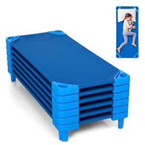 kotek stackable sleeping daycare cots for kids, portable toddler nap cots, 52" l x 23" w, ready-to-assemble, space-saving children naptime cot for classroom preschool (set of 6)