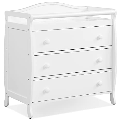 Costzon 3-Drawer Changing Table, Infant Diaper Changing Station with Drawers, Safety Rails & Strap, Baby Changing Table Dresser for Nursery, Easy Assembly (White)