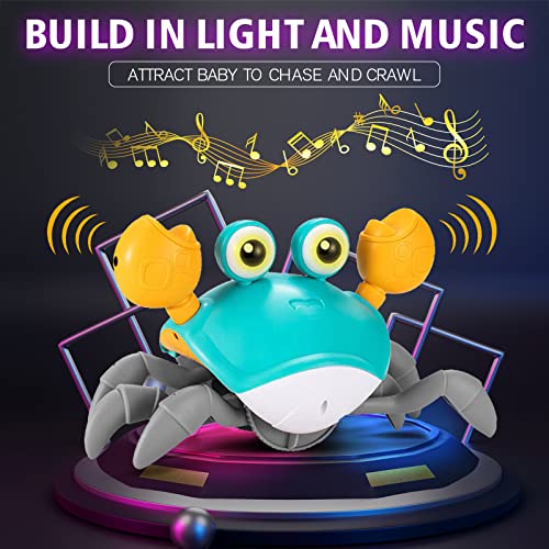 XONTEUS Crawling Crab Toy for 1-Year-Olds, Interactive Sensing with Music & Lights, Perfect Gift for Toddlers