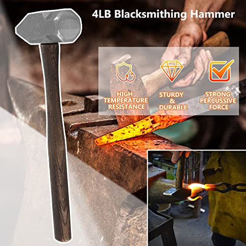 Blacksmithing 4LB Bladesmith Handmade Forge Hammer Anvil Hammer Metal Forged Knife Making Blacksmith Forging Tools