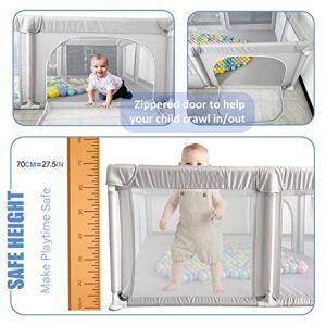 KIDRGL Baby Playpen, Large Baby Play Yard, Playpen for Babies with Gate, Indoor & Outdoor Kids Safety Activity Center with Anti-Slip Rubber Bases (Grey 70”×59”)