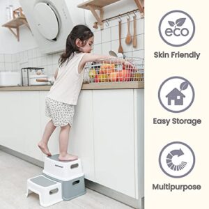 INNOWEST® 2 Step Stool for Kids, Sturdy Toddler Two Step Stool for Toilet Potty Training, Bathroom,Kitchen, Slip Resistant for Safety Dual Height & Wide Two Step (Navy)