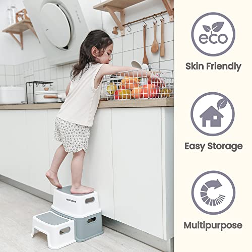 INNOWEST® 2 Step Stool for Kids, Sturdy Toddler Two Step Stool for Toilet Potty Training, Bathroom,Kitchen, Slip Resistant for Safety Dual Height & Wide Two Step (Navy)