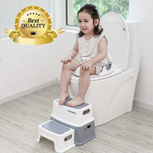 INNOWEST® 2 Step Stool for Kids, Sturdy Toddler Two Step Stool for Toilet Potty Training, Bathroom,Kitchen, Slip Resistant for Safety Dual Height & Wide Two Step (Navy)