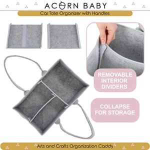 Acorn Baby Diaper Organizer Caddy Bag - Large Felt 15x9in Car and Nursery Organizer and Baby Diaper Caddy Organizer