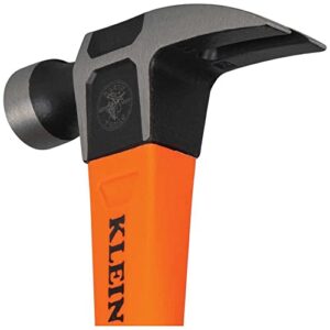 Klein Tools H80816 Straight-Claw 16-Ounce Hammer with Smooth Head, Fiberglass Non-Slip Shock Absorbing Grip Handle with Tether Hole, 13-Inch