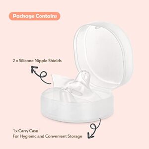 haakaa Nipple Shields 18mm for Newborn Breastfeeding with Latch Difficulties or Flat or Inverted Nipples, Breast Shields Extra-Thin & Extremely Soft, Come with Carry Case, 2pk