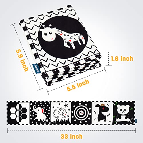 SYNARRY Baby Toys, High Contrast Baby Book for Newborn Toys 0-3 Months Baby Cloth Books 0-6 Months Black and White Books for Babies Tummy Time Toys for Babies 0-6 Months