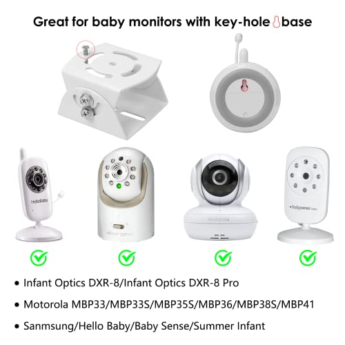 2 Pack Adjustable Baby Monitor Wall Mount, Baby Monitor Shelf Compatible with Infant Optics DXR-8, Motorola, VAVA, Samsung, BabySense, HelloBaby Baby Monitor, Bird's-Eye View to See Every Detail