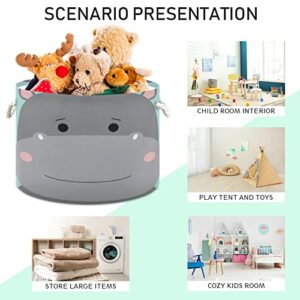 xigua Large Storage Basket Cotton Rope Basket Cute Hippo Baby Laundry Basket for Blankets Toys Storage Basket Laundry Hamper