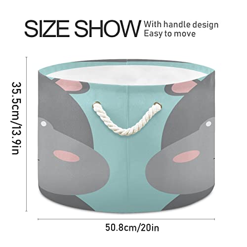 xigua Large Storage Basket Cotton Rope Basket Cute Hippo Baby Laundry Basket for Blankets Toys Storage Basket Laundry Hamper