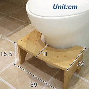 Bamboo Toilet Stool for Adults, JACNITAD 6.5 Inch Toilet Poop Stool, Bathroom Toilet Poop Stool with Non-Slip Mat for Adults, Children, Original Simple Design Healthy Portable Adult Toilet Poop Stool.