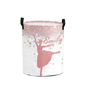 grandkli ballet girl personalized freestanding laundry hamper, custom waterproof collapsible drawstring basket storage bins with 50cm x 36cm