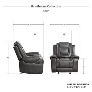 Lexicon Hawthorne Manual Glider Reclining Chair, Two-Tone Gray