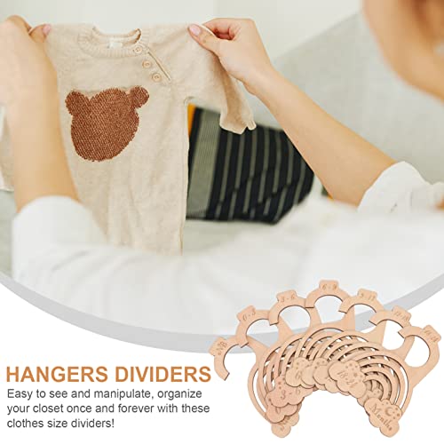 NUOBESTY Wooden Baby Closet Size Dividers, 7pcs Wood Newborn Wardrobe Divider Organizer Hanging Closet Dividers for Newborn Nursery Decor Infant to 24 Months ( Rainbow Shape )