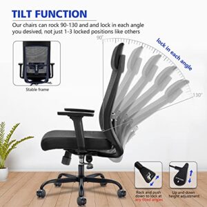 Ergonomic Computer Desk Chairs - Mesh Home Office Desk Chairs with Lumbar Support & 3D Adjustable Armrests (High Back)