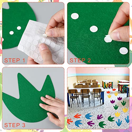 40 Pcs Felt Dinosaur Footprints Floor Decals Colorful Dinosaur Cutouts Removable Dinosaur Tracks Decal Stickers Dino Footprints for Kids Dinosaur Party School Playroom Nursery Classroom Decoration