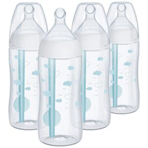 nuk smooth flow pro anti colic baby bottle - easy to assemble and clean & reduces newborn spit-up & gas, 10oz, 4-pack, neutral