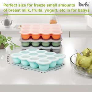 btrfe Baby Food Storage Container, 12 Portions Silicone Baby Food Freezer Tray with Lid, Perfect for Homemade Baby Food Vegetable & Fruit Purees and Breast Milk (Loden Frost Green)