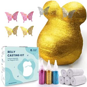 olicard belly casting kit pregnancy, belly cast kit for expecting mothers, pregnancy belly mold casting kit, unique keepsake for pregnant belly, perfect baby shower & pregnancy gifts (glitter)