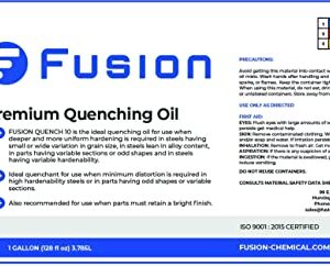 Quenching Oil for Heat Treating Knife Steel | Retains Bright Finish | Deep & Uniform Hardening | Fusion Quench 10 (1 Gallon)